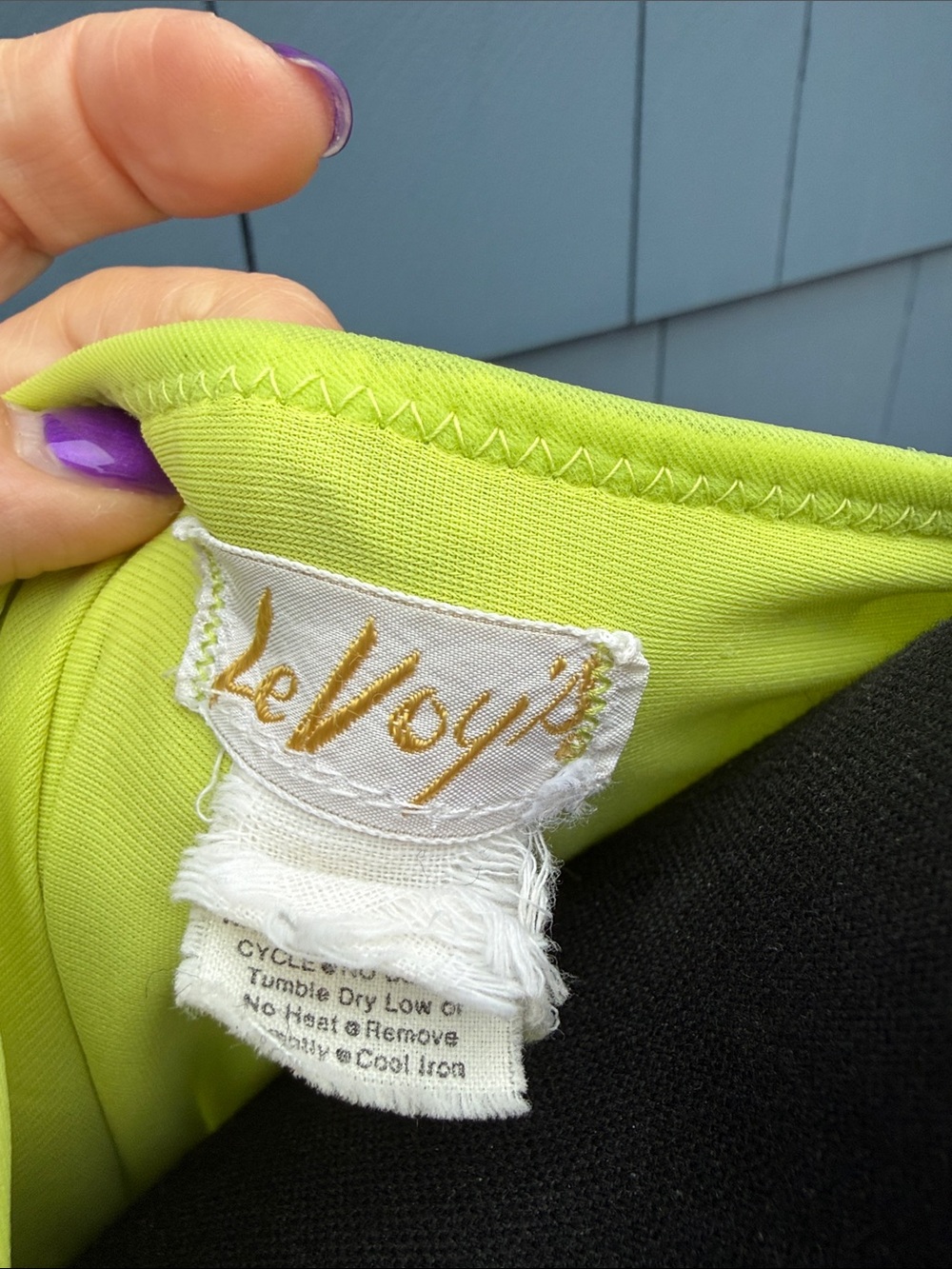 Vintage Le Voy’s Bright Lime Ruffle-Trim Women's robe one button L - Picture 9 of 10